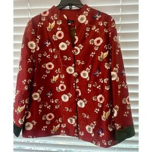 Metropolitan Museum Of Art Japanese Style Red Satin Jacket Women's Size Large
